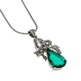 Greener Than Green - Estate Palladium Over Sterling Silver Chatham Emerald & Natural Diamond Pendant (EP079)