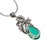Greener Than Green - Estate Palladium Over Sterling Silver Chatham Emerald & Natural Diamond Pendant (EP079)