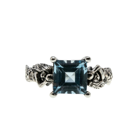 Seascape - Estate Sterling Silver Natural Sky Blue Topaz Mermaid Ring (ER394)