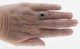 Blacker Than Black - Estate Sterling Silver Natural Black Onyx Scottish Thistle Ring (ER395)
