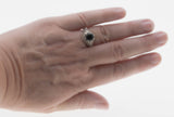 Blacker Than Black - Estate Sterling Silver Natural Black Onyx Scottish Thistle Ring (ER395)