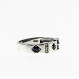 Buckle Up - Estate Sterling Silver Natural Sapphire & White Topaz Buckle Ring (ER396)