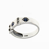 Buckle Up - Estate Sterling Silver Natural Sapphire & White Topaz Buckle Ring (ER396)