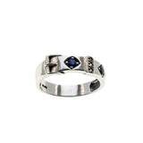 Buckle Up - Estate Sterling Silver Natural Sapphire & White Topaz Buckle Ring (ER396)