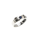 Buckle Up - Estate Sterling Silver Natural Sapphire & White Topaz Buckle Ring (ER396)