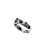 Buckle Up - Estate Sterling Silver Natural Sapphire & White Topaz Buckle Ring (ER396)