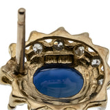 Night Sky - Vintage 10K Gold Natural Sapphire & Diamond Stud Earrings (VE477)