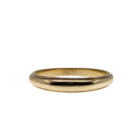 With This Ring - Vintage signed "Orange Blossom" 14K Gold Milgrain Edge Tapered Wedding Band Ring (VR1024)