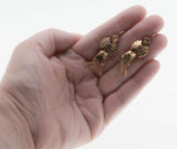 Victoria's Reign - Victorian 14K Rose Gold Natural Garnet 'Taille D'Epargne' Black Enamel Dangly Earrings (VICE054)