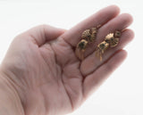 Victoria's Reign - Victorian 14K Rose Gold Natural Garnet 'Taille D'Epargne' Black Enamel Dangly Earrings (VICE054)