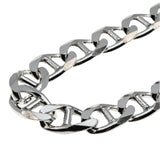 Silvery Adornment - Estate Italian Sterling Silver Heavy Mariner Link Bracelet (EB034)