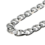 Silvery Adornment - Estate Italian Sterling Silver Heavy Mariner Chain Necklace (EN054)