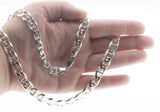 Silvery Adornment - Estate Italian Sterling Silver Heavy Mariner Chain Necklace (EN054)