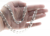 Silvery Adornment - Estate Italian Sterling Silver Heavy Mariner Chain Necklace (EN054)