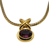 Explosion Of Colour - Vintage Gold Plated Amethyst Crystal Rhinestone Pendant Necklace (VP248)
