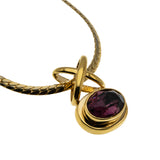 Explosion Of Colour - Vintage Gold Plated Amethyst Crystal Rhinestone Pendant Necklace (VP248)