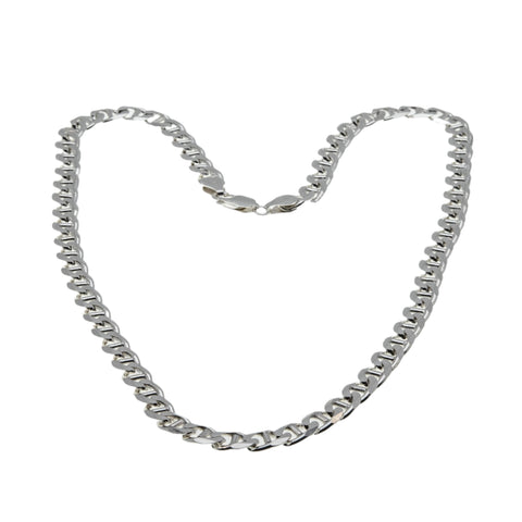 Nautical Adornment - Estate Italian Sterling Silver Mariner Link Chain Necklace (EN055)