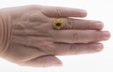 Topaz Royale - Estate 24K Gold plate Over Sterling Silver Natural London Blue Topaz, White Topaz & Pearl Ornate Ring (ER399)