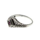 A Touch Of Crimson - Estate Sterling Silver Natural Ruby Filigree Ring (ER400)