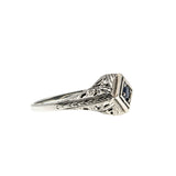 A Touch Of Indigo - Estate Sterling Silver Natural Blue Sapphire Filigree Ring (ER401)