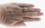 A Touch Of Green - Estate Sterling Silver Natural Emerald Filigree Ring (ER402)