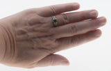 Indigo Delight - Estate Sterling Silver natural Sapphire & Cubic Zirconia Filigree Flower Ring (ER405)