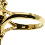Victorian Art Nouveau Revival - Estate 24K Gold Plate Over Sterling Silver Lab Created Emerald & Cubic Zirconia Ring (ER406)