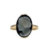 Silhouette - Art Deco 10K Gold Sardonyx Hard Stone Carved Cameo Ring (ADR230)