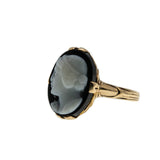 Silhouette - Art Deco 10K Gold Sardonyx Hard Stone Carved Cameo Ring (ADR230)