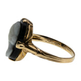 Silhouette - Art Deco 10K Gold Sardonyx Hard Stone Carved Cameo Ring (ADR230)