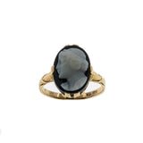 Silhouette - Art Deco 10K Gold Sardonyx Hard Stone Carved Cameo Ring (ADR230)