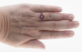 Red Rose - Estate Sterling Silver Ruby & Seed Pearl Flower Cluster Ring (ER409)