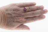 Red Rose - Estate Sterling Silver Ruby & Seed Pearl Flower Cluster Ring (ER409)