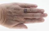 English Rose - Estate Sterling Silver Natural Ruby & Seed Pearl Engraved Flower Ring (ER410)