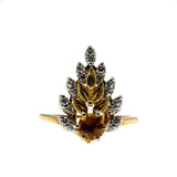 Rockin' Around The Christmas Tree - Vintage 18K Gold Madeira Citrine & Diamond Ring (VR803)