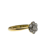 Jewelled Daisy - Edwardian English Signed 'S.B & S LTD' 18K Gold Platinum Natural Diamond Daisy Ring (EDR083)