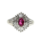 Pirouette - Vintage Platinum Ruby & Diamond Ballerina Ring (VR804)