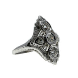 Pure Illumination - Art Deco 18K White Gold 'Old European Cut Diamond' Filigree Ring (ADR231)