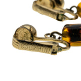 Sarah Coventry - Vintage Gold Plated Amber & Black Glass Beaded Clip-On Earrings (VE480)