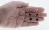 Sarah Coventry - Vintage Gold Plated Amber & Black Glass Beaded Clip-On Earrings (VE480)