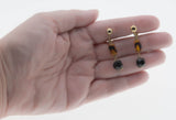 Sarah Coventry - Vintage Gold Plated Amber & Black Glass Beaded Clip-On Earrings (VE480)