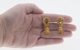 French Napoleonic Revival - Vintage Retro Gold Plated Tassel Clip-On Dangly Earrings (VE481)