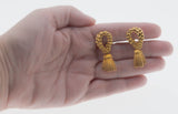 French Napoleonic Revival - Vintage Retro Gold Plated Tassel Clip-On Dangly Earrings (VE481)
