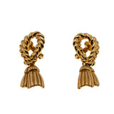 French Napoleonic Revival - Vintage Retro Gold Plated Tassel Clip-On Dangly Earrings (VE481)