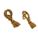 French Napoleonic Revival - Vintage Retro Gold Plated Tassel Clip-On Dangly Earrings (VE481)