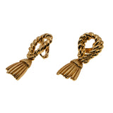French Napoleonic Revival - Vintage Retro Gold Plated Tassel Clip-On Dangly Earrings (VE481)