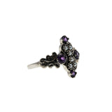 Twilight Over The Sea - Estate Sterling Silver Natural Amethyst & Seed Pearl Ring (ER411)