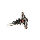 Sunset Over The Sea - Estate Sterling Silver Natural Garnet & Seed Pearl Ring (ER412)