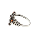 Sunset Over The Sea - Estate Sterling Silver Natural Garnet & Seed Pearl Ring (ER412)