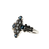Blue Skies Over The Sea - Estate Sterling Silver Natural London Blue Topaz & Seed Pearl Ring (ER413)